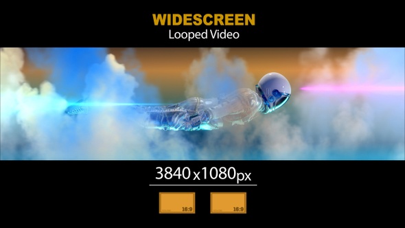 Widescreen Astronaut Flying Clouds