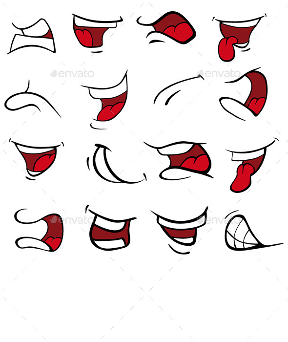 Set of Mouths Cartoon - Miscellaneous Characters
