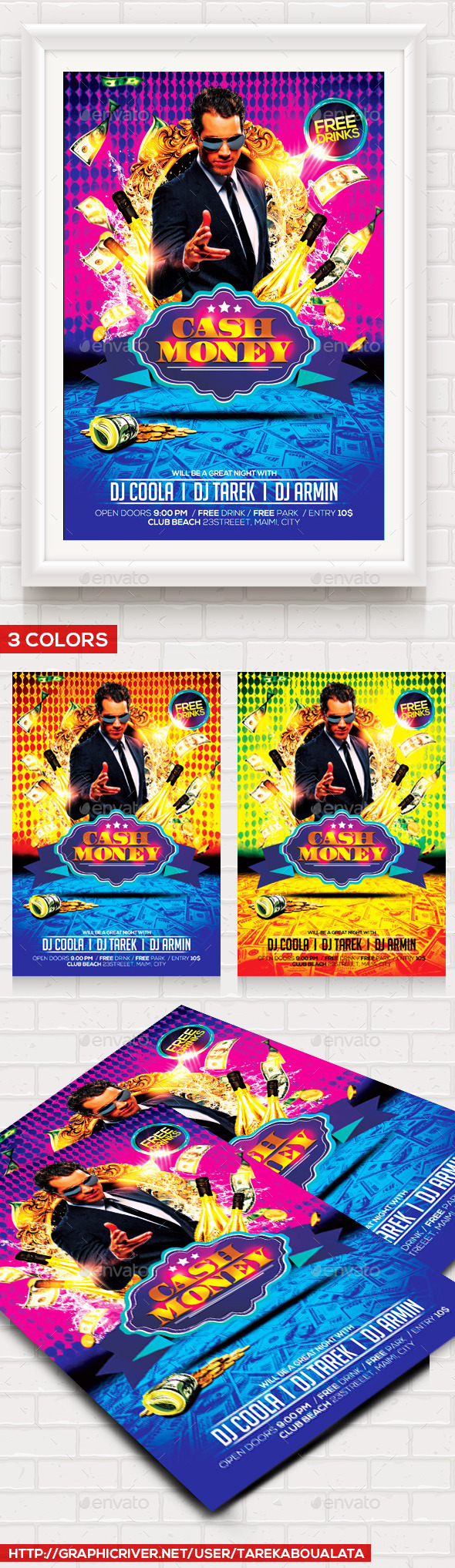 Cash Money Flyer Template v.3 - Clubs & Parties Events