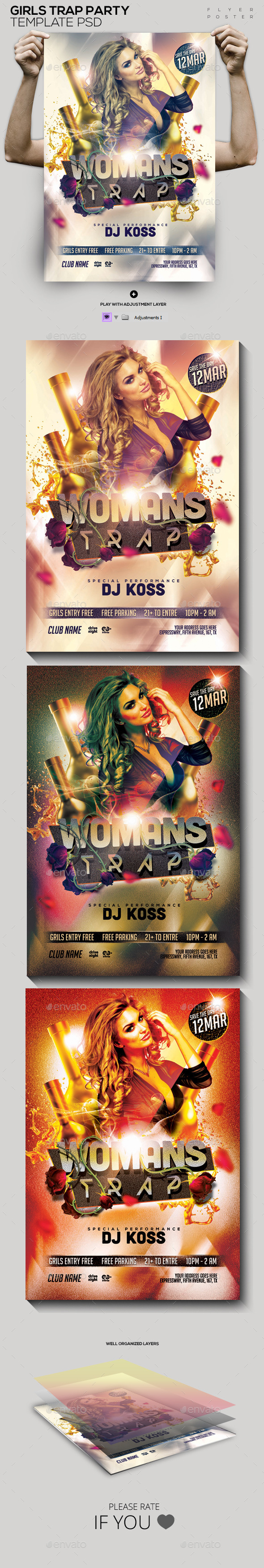 Woman Trap Night Out PSD Flyer/Poster - Clubs & Parties Events