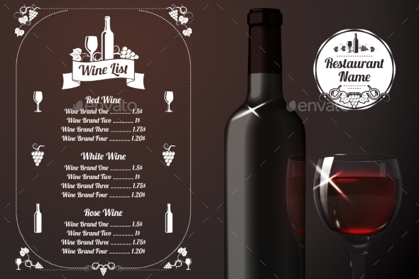 Menu Template with Alcohol - Objects Vectors