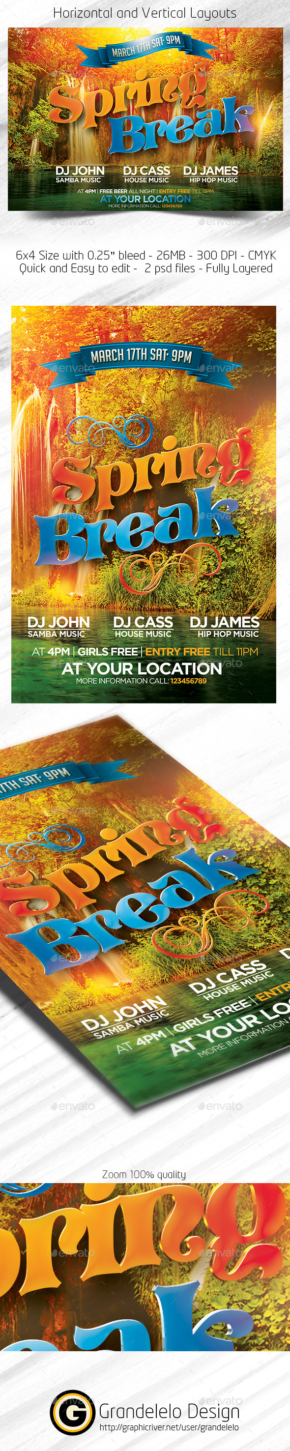 Spring Break Flyer Template 2015 - Clubs & Parties Events