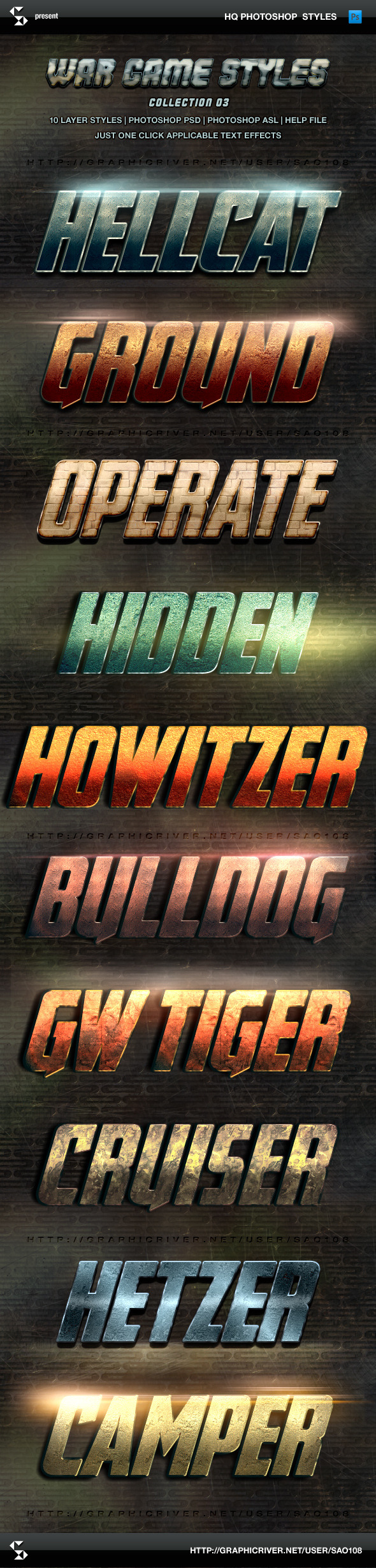 War Game Styles - Collection 3 - Text Effects Styles