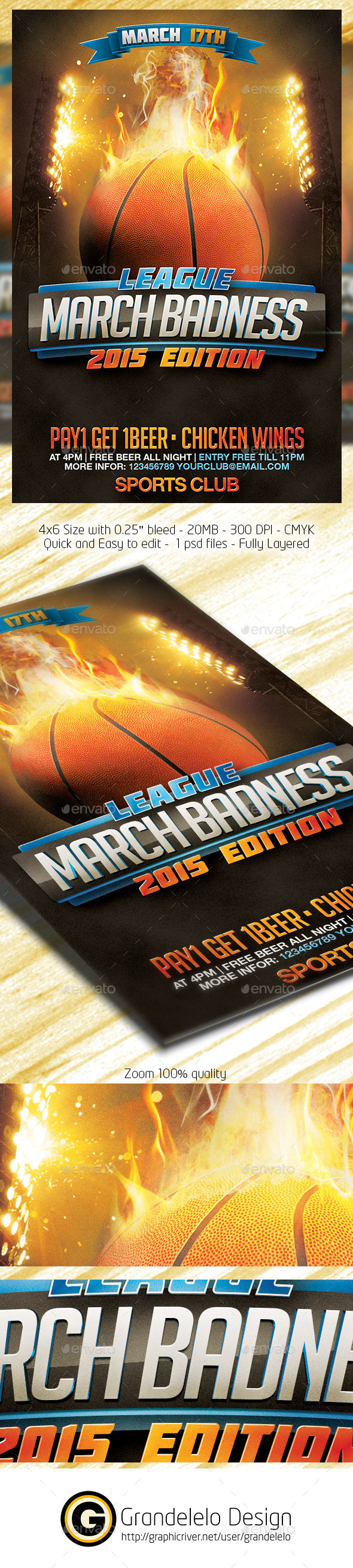 March Badness Basketball Flyer Template - Clubs & Parties Events