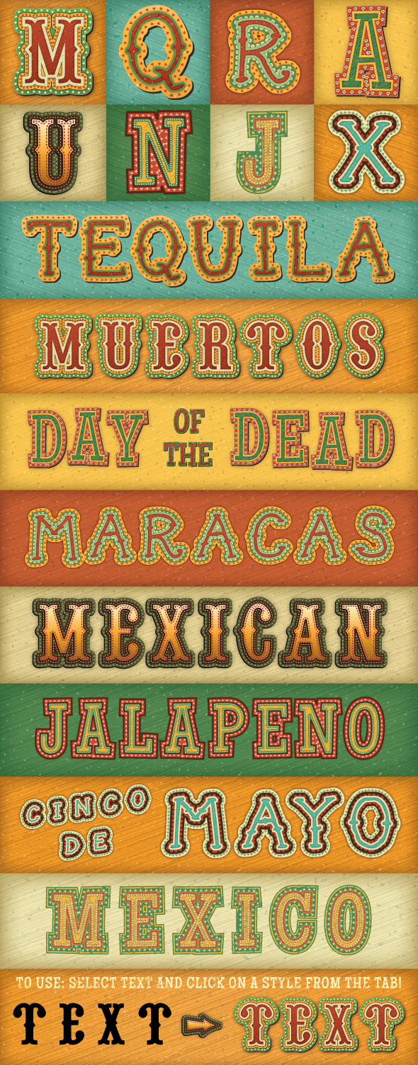 Mexican Text Styles - Styles Illustrator