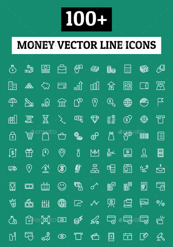 100+ Money Vector Line Icons - Icons