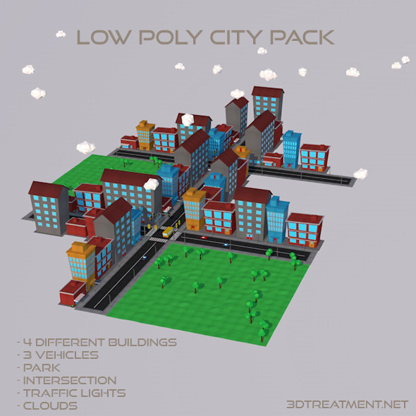 Low Poly City - 3Docean 10630402