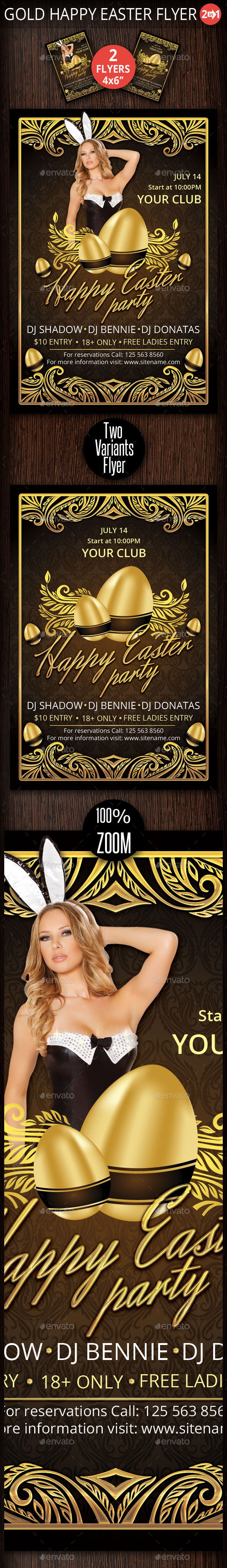 Gold Happy Easter Flyer - Clubs & Parties Events