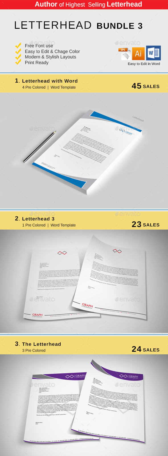 Letterhead Bundle - Stationery Print Templates