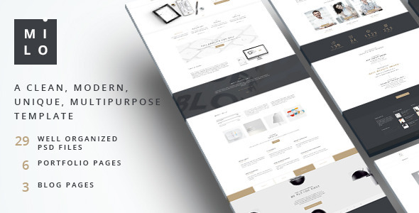 Milo – Clean & Modern Multipurpose PSD Template - PSD Templates