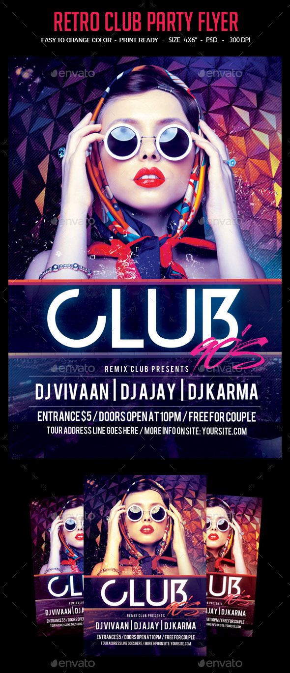Retro Club Party Flyer - Clubs & Parties Events