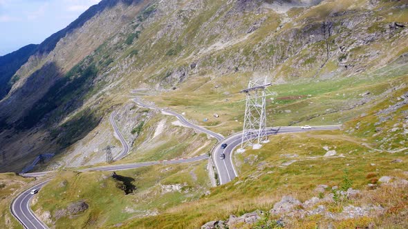 View of the well known Transfagarasan road, in Romania, on a sunny summer day. alt