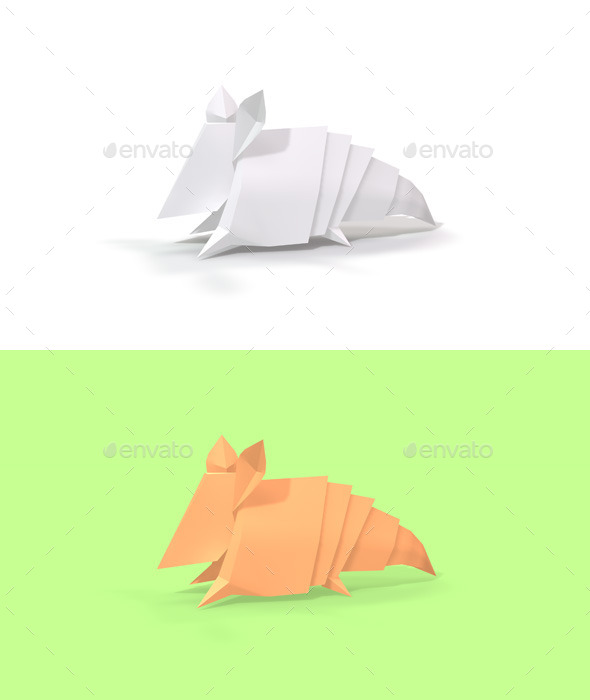 Polygon Origami Armadillo - Characters 3D Renders