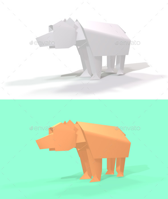 Polygon Origami Bear - Characters 3D Renders