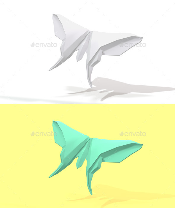 Polygon Origami Butterfly - Characters 3D Renders