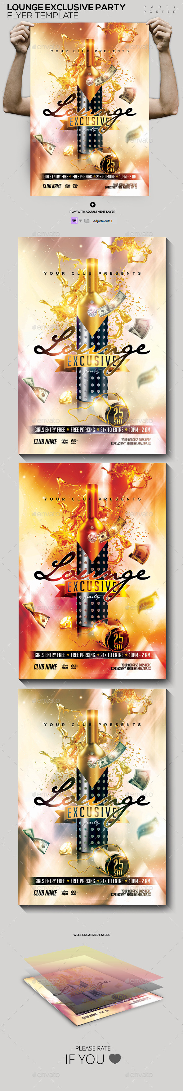 Lounge Exclusive Champagne Template Flyer/Poster - Clubs & Parties Events