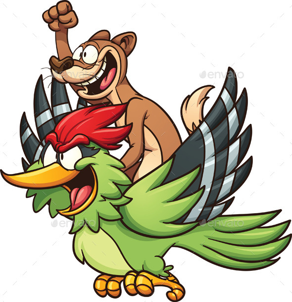 Weasel Riding Woodpecker - Animals Characters