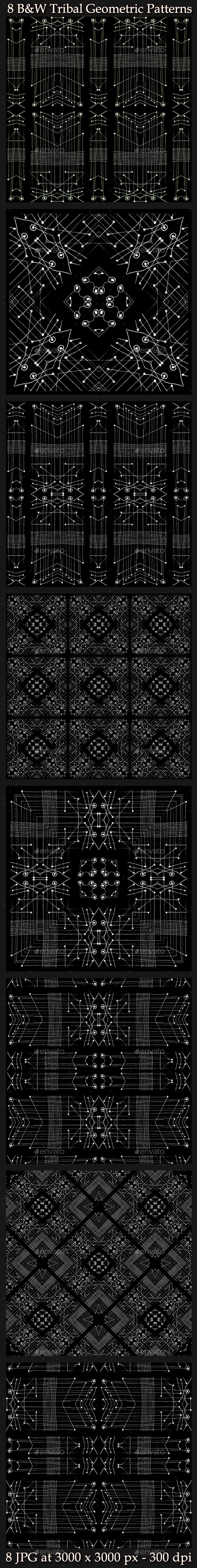 8 Tribal Geometric Patterns - Patterns Backgrounds