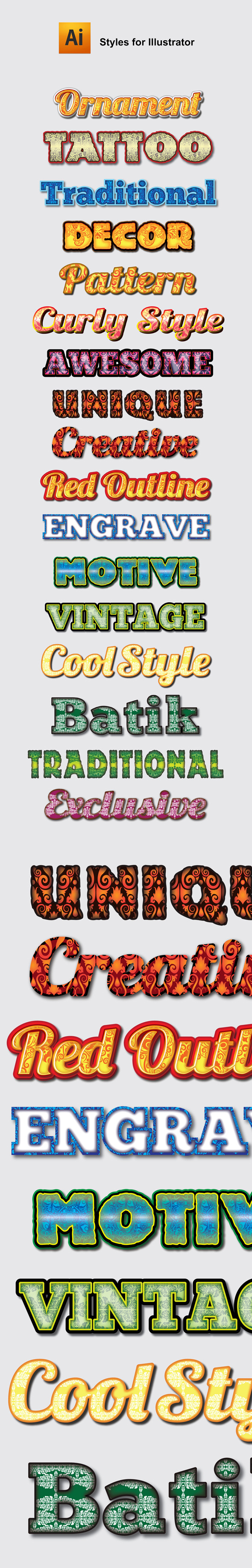 Ornament Graphic Styles for Ai - Styles Illustrator
