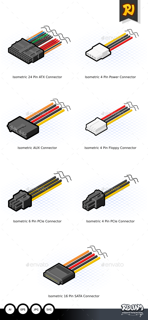 Isometric Computer Connectors - Computers Technology