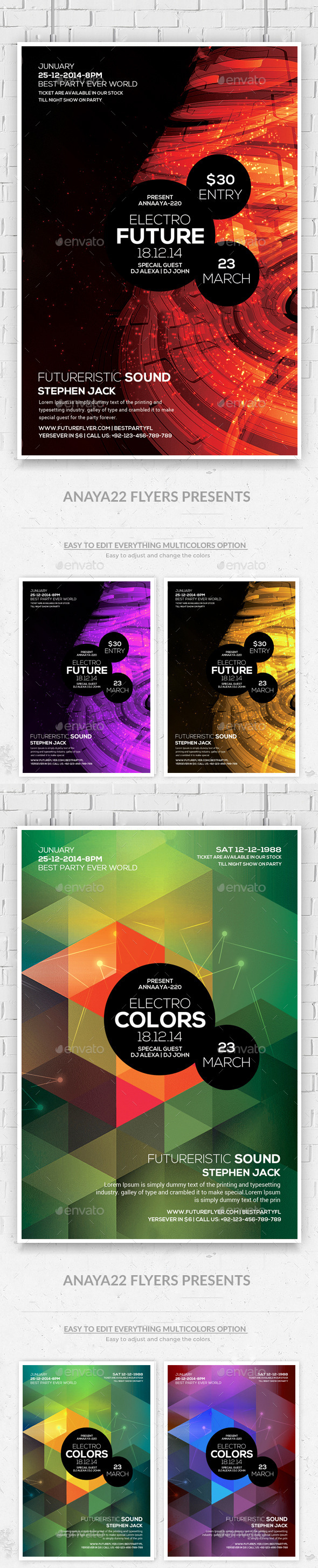 Minimal Abstract Futuristic Psd Flyers Bundle - Clubs & Parties Events