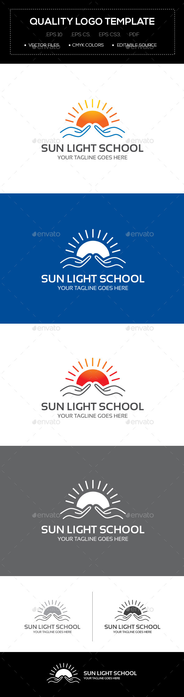 Sun Light School Logo Template - Logo Templates