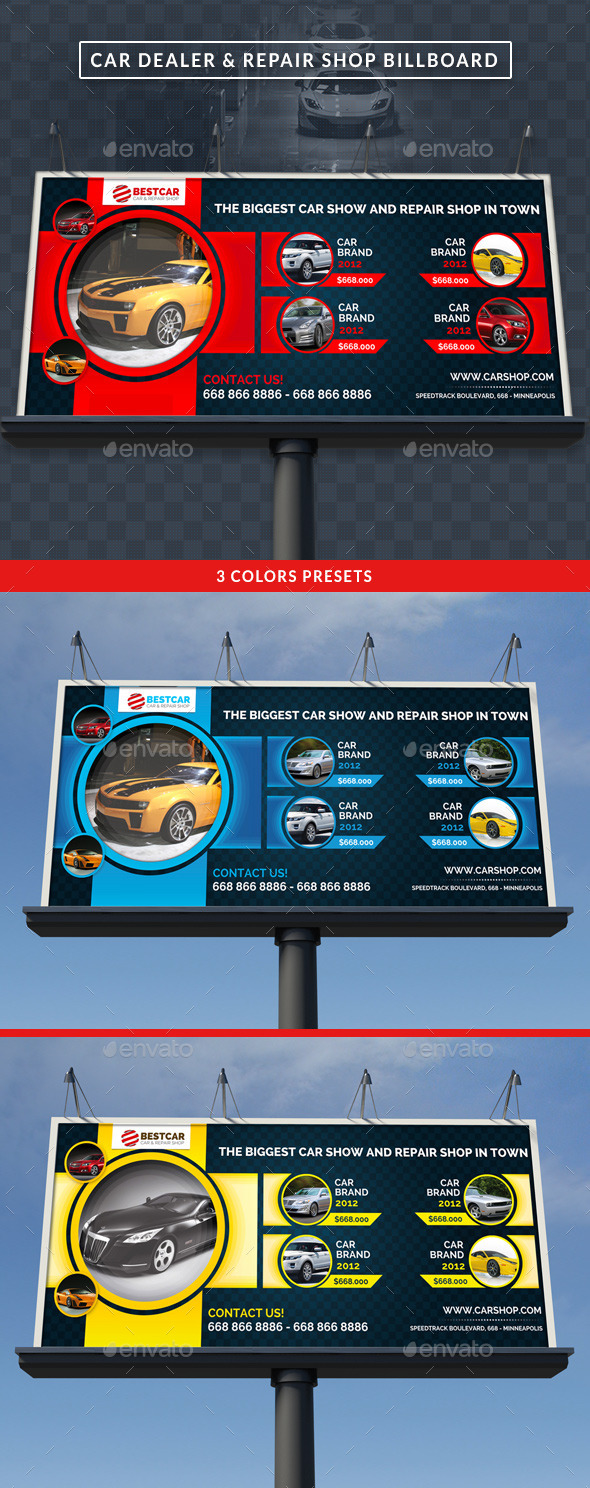 Car Dealer & Auto Services Signage Billboard - Signage Print Templates