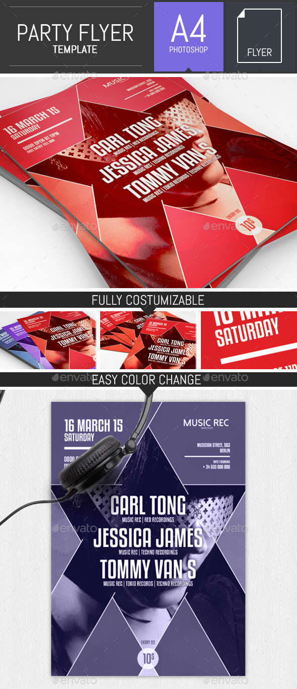 Geometric Party Flyer Template - Clubs & Parties Events