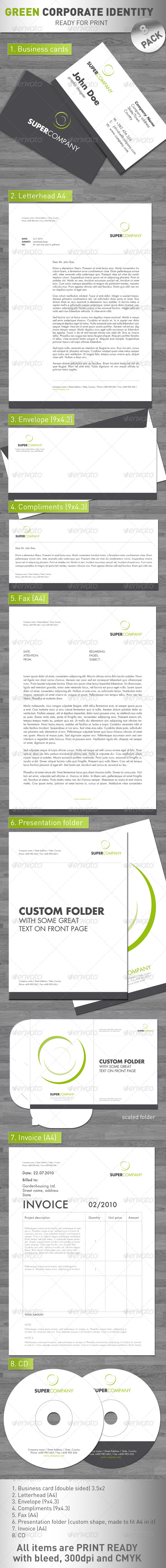 Green Corporate Identity - 8 PACK ! - Stationery Print Templates