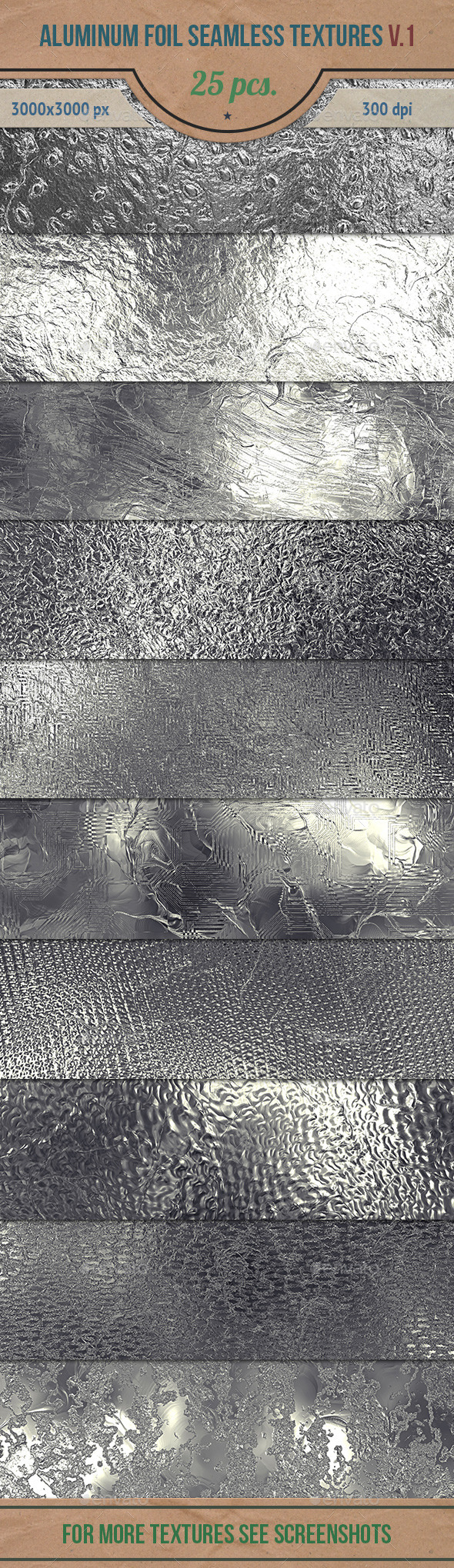 Aluminum Foil Seamless HD Textures Pack v.1 - Metal Textures
