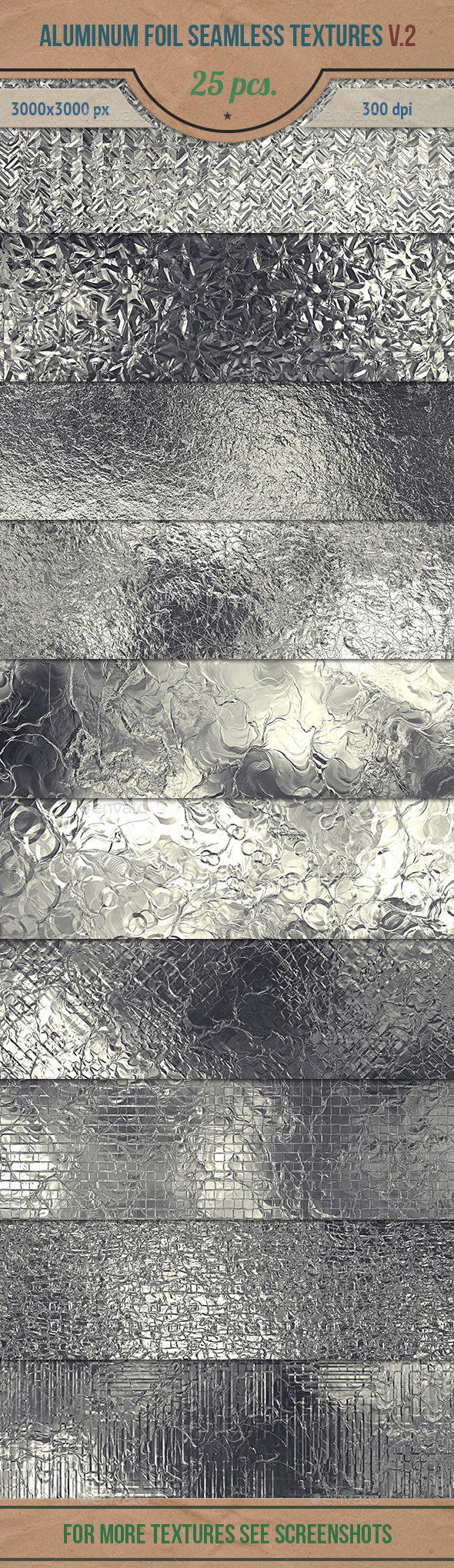 Aluminum Foil Seamless HD Textures Pack v.2 - Metal Textures