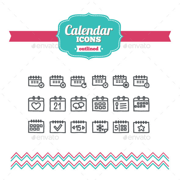 Hand Drawn Calendar Icons - Business Icons