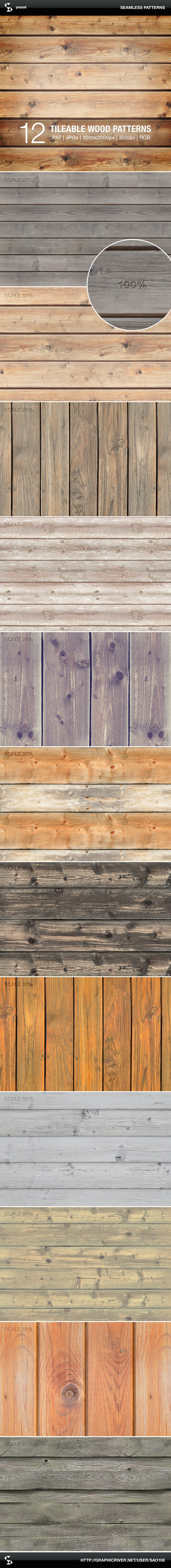 Wood Patterns - Tileable Wooden Boards - Textures / Fills / Patterns Photoshop