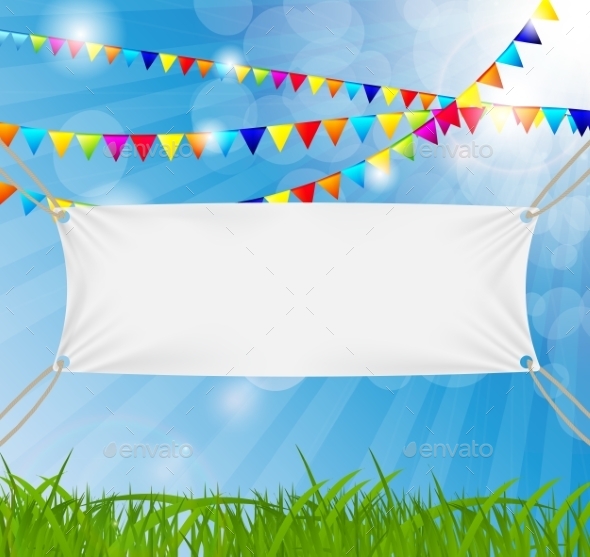 Textile Banner Suspended by Ropes - Web Technology