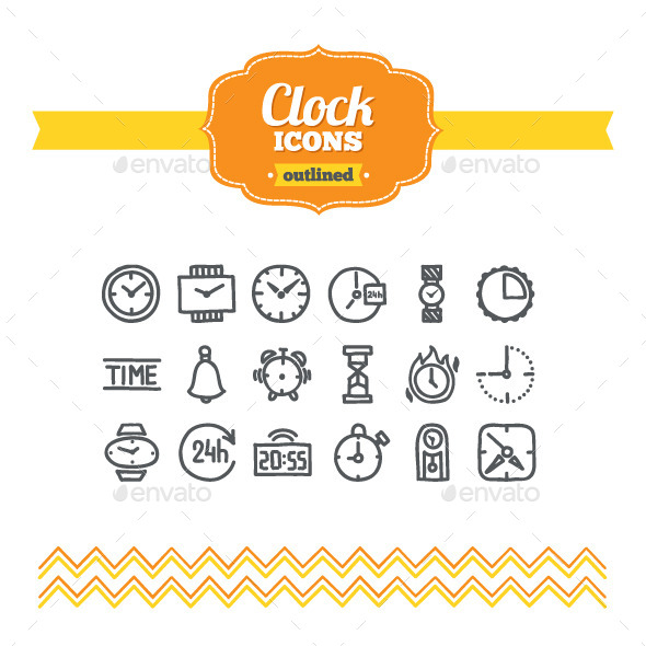 Hand Drawn Clock Icons - Objects Icons