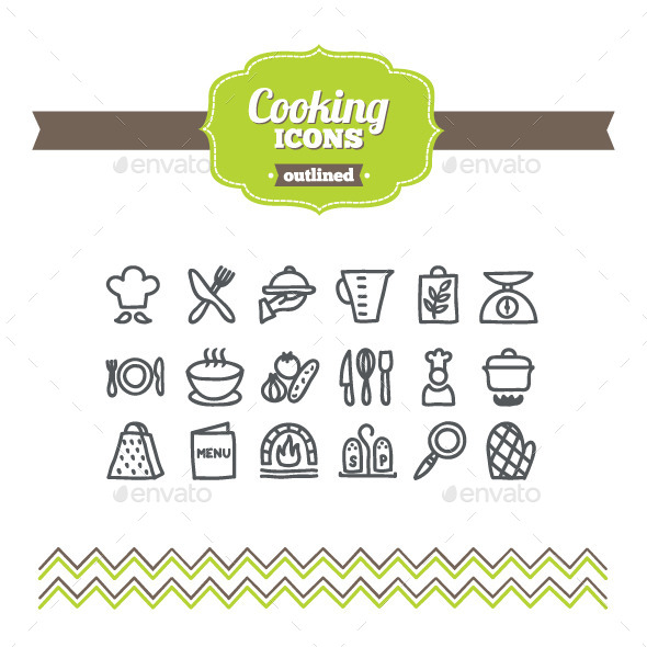 Hand Drawn Cooking Icons - Food Objects