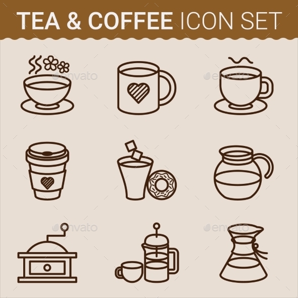 Set of Coffee Icons. Vector illustration - Food Objects