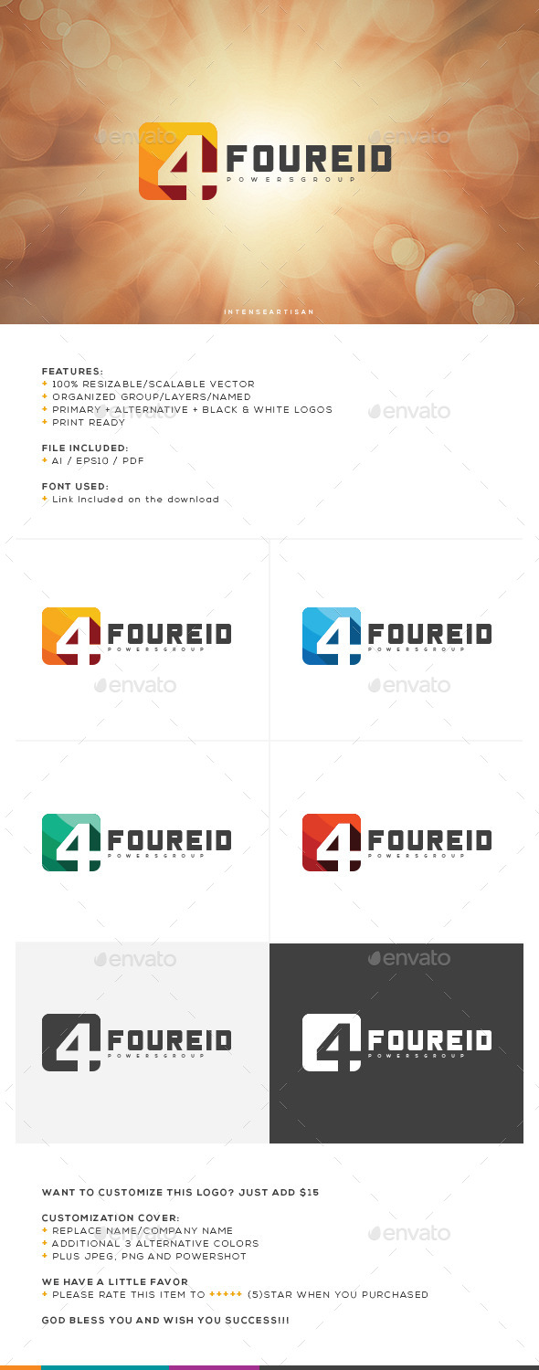 Foureid Logo Template - Numbers Logo Templates
