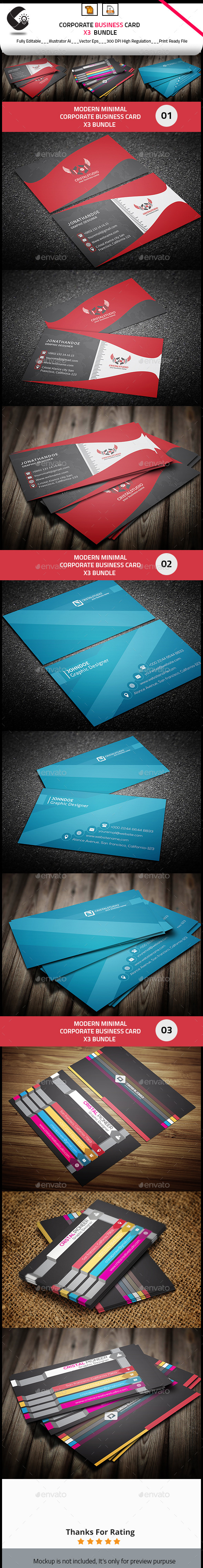 Business Card Bundle 3 in 1 - Corporate Business Cards