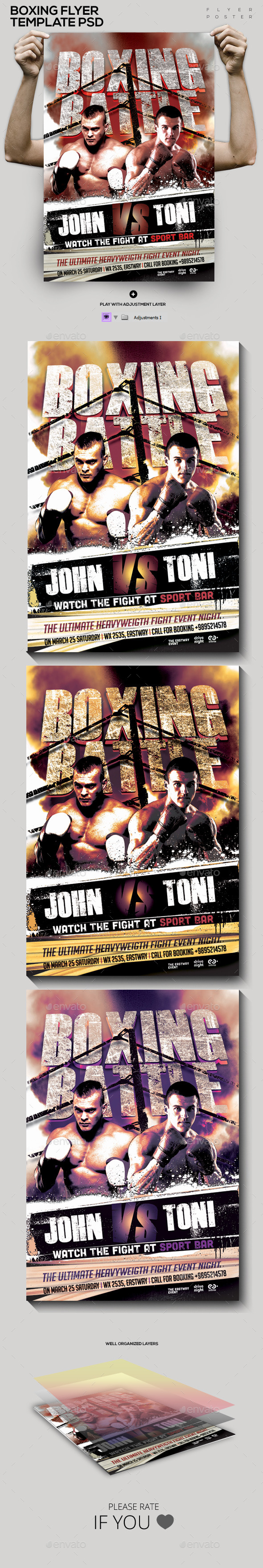 MMA - Boxing Template PSD Flyer/Poster - Sports Events