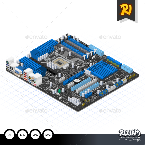 Isometric Motherboard - Computers Technology