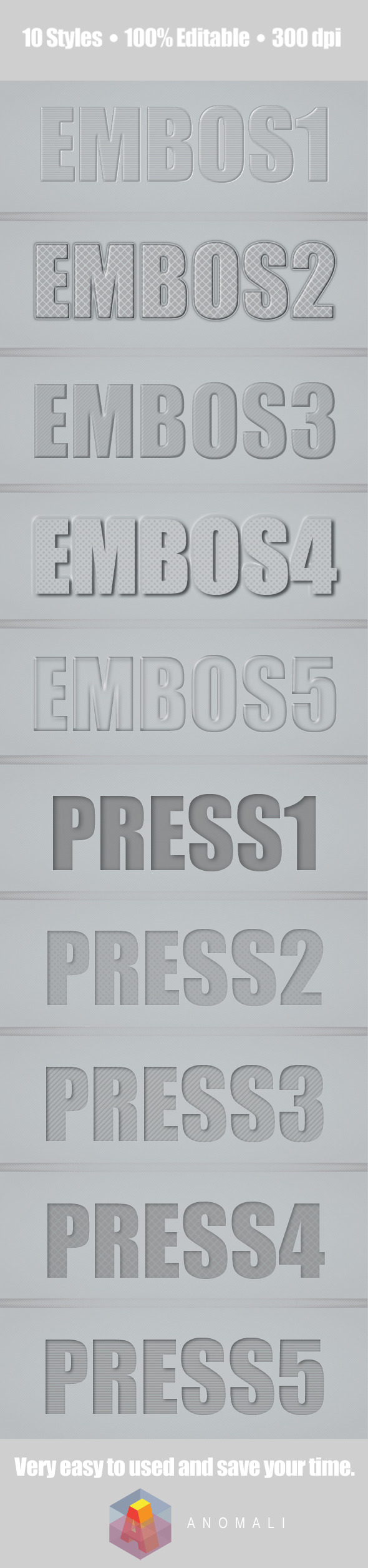 Pressed and dePressed Photoshop Style - Text Effects Styles
