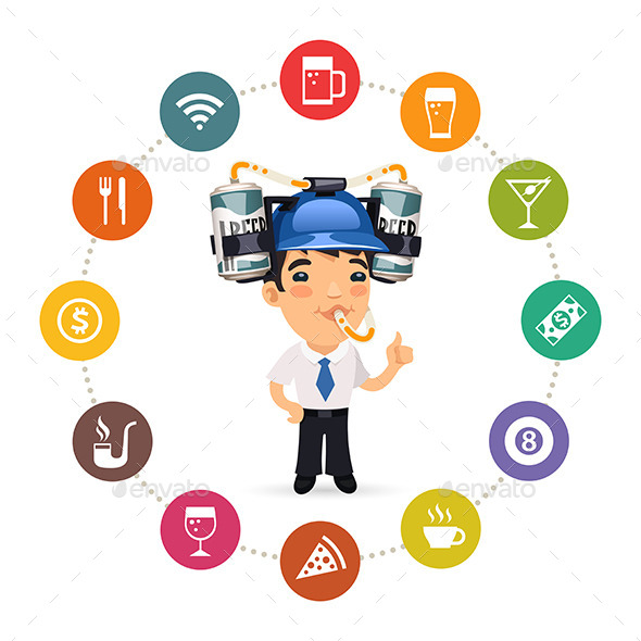 Manager with Blue Beer Helmet - People Characters