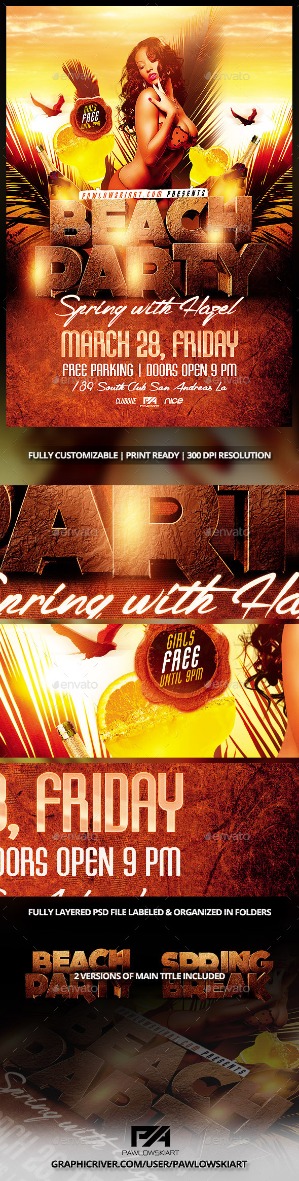 Beach Party/Spring Break Flyer Template - Events Flyers