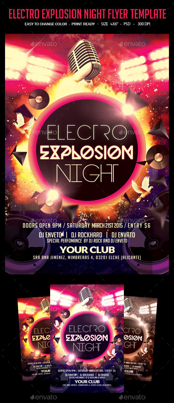 Electro Explosion Night Flyer Template - Clubs & Parties Events
