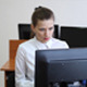 Girl Working in Classroom at Computer Typing - VideoHive Item for Sale