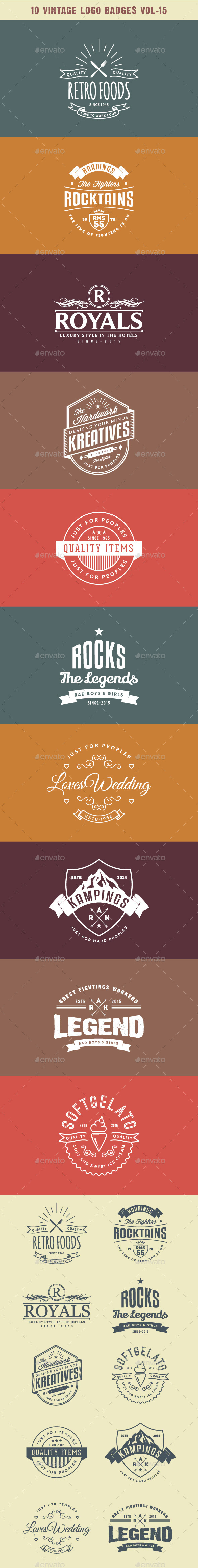 10 Vintage Logo Badges Vol-15 - Badges & Stickers Web Elements
