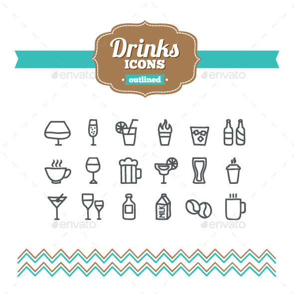 Hand Drawn Drinks Icons - Food Objects