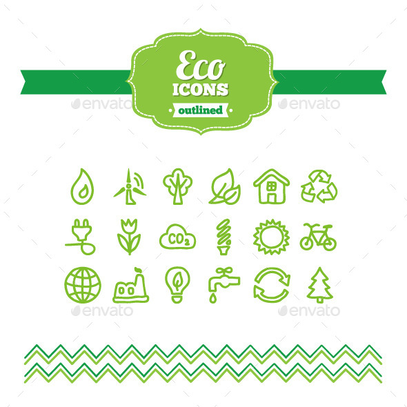 Hand Drawn Eco Icons - Technology Icons