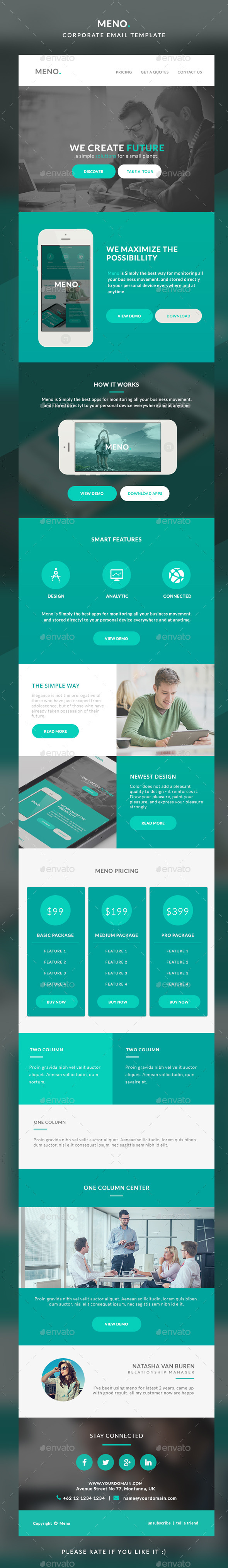 Corporate Email Template - Meno - E-newsletters Web Elements